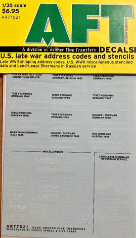 AFT Decals AR77021 1/35 U.S. late war address codes and stencils decal set - BlackMike Models