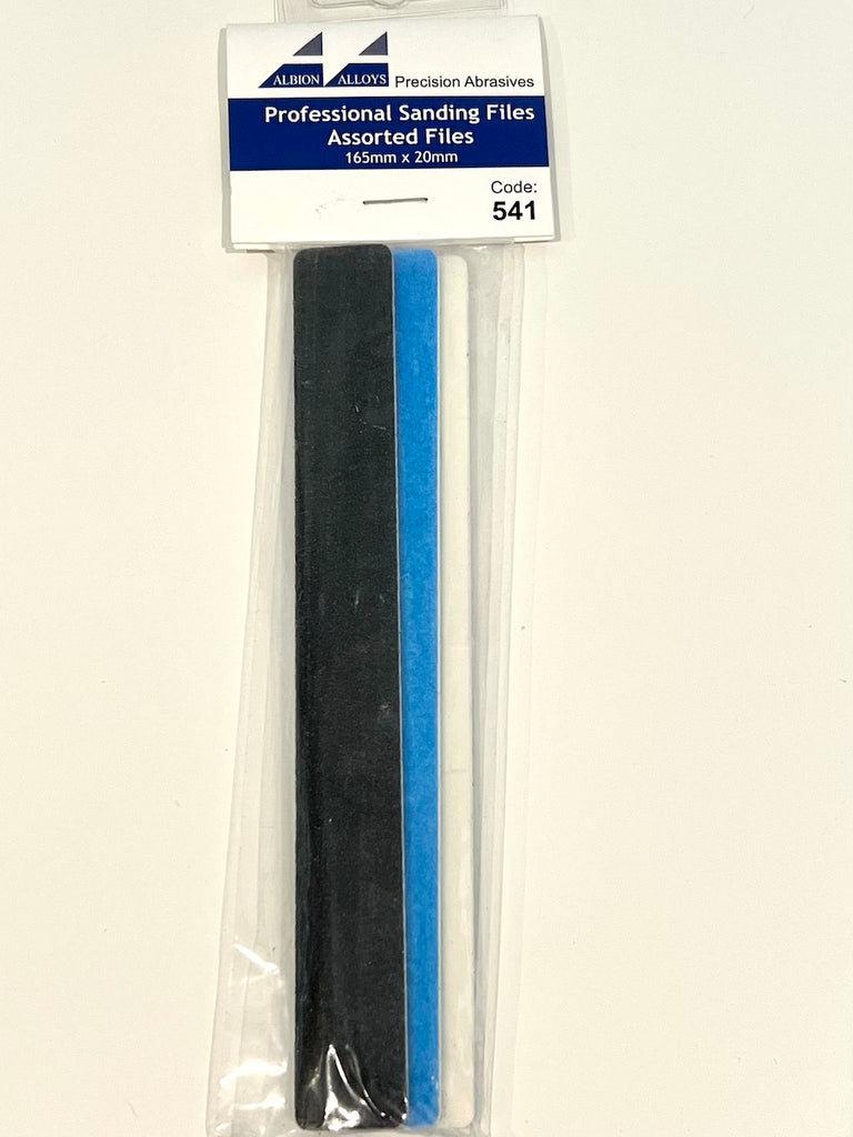 Albion Alloys Professional 3 piece Assorted Sanding Files 20mm x 165mm - BlackMike Models