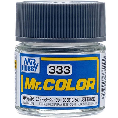 Mr Color C333 Extra Dark Sea Gray BS381C/640 Semi Gloss acrylic paint 10ml - BlackMike Models