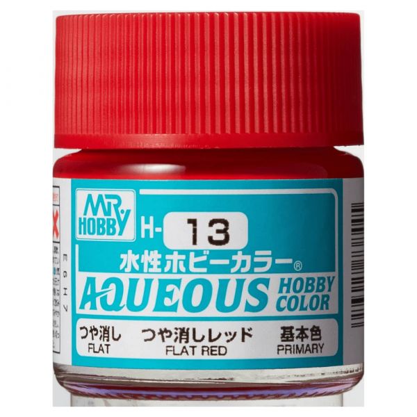 Mr Hobby H13 Flat Red acrylic paint 10ml - BlackMike Models