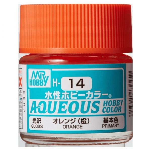 Mr Hobby H14 Gloss Orange acrylic paint 10ml - BlackMike Models