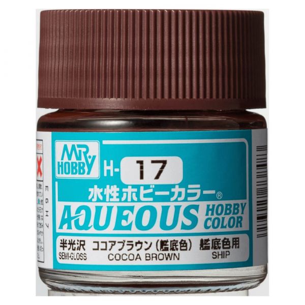 Mr Hobby H17 Semi Gloss Cocoa Brown acrylic paint 10ml - BlackMike Models