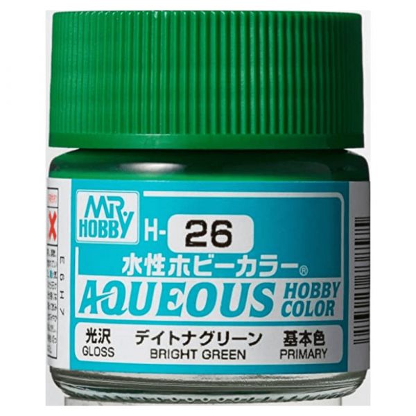 Mr Hobby H26 Bright Green acrylic paint 10ml - BlackMike Models