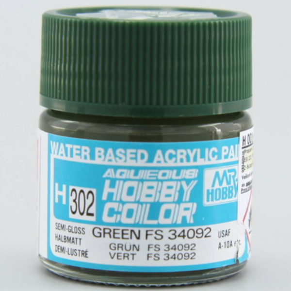 Mr Hobby H302 Green FS34092 Semi Gloss acrylic paint 10ml - BlackMike Models