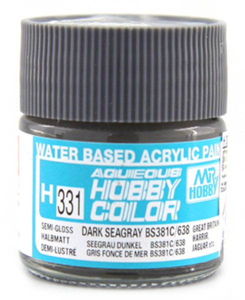 Mr Hobby H331 Dark Sea Gray BS381C/638 acrylic paint 10ml - BlackMike Models