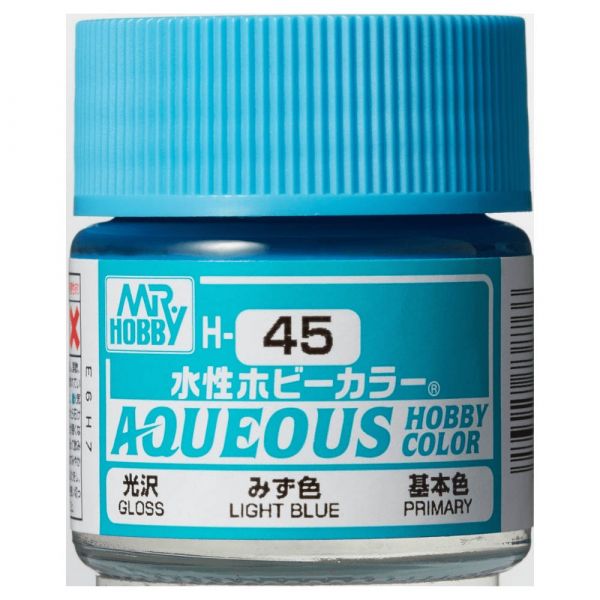 Mr Hobby H45 Light Blue Gloss acrylic paint 10ml - BlackMike Models