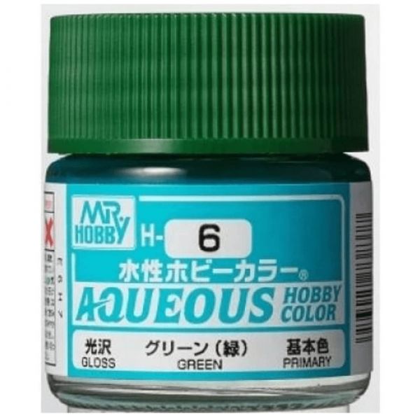 Mr Hobby H6 Green Gloss acrylic paint 10ml - BlackMike Models