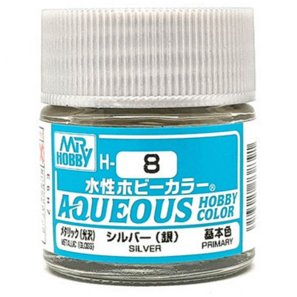 Mr Hobby H8 Silver Metallic Gloss acrylic paint 10ml - BlackMike Models