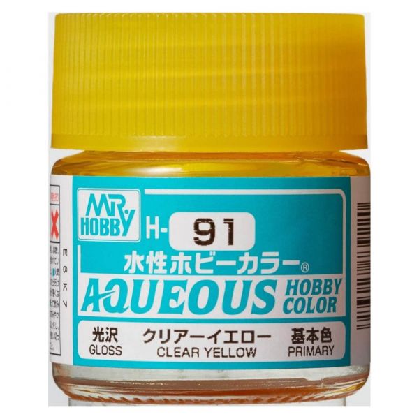 Mr Hobby H91 Clear Yellow Gloss acrylic paint 10ml - BlackMike Models