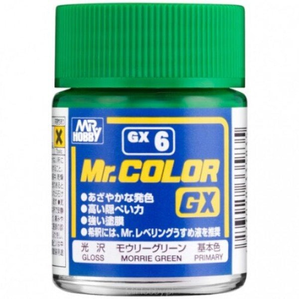 Mr Color GX6 Morrie Green gloss acrylic paint 18ml - BlackMike Models