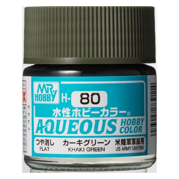 Mr Hobby H80 Khaki Green flat acrylic paint - BlackMike Models