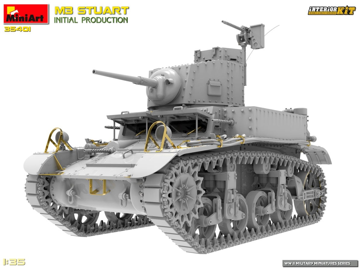 MiniArt 35401 1/35 scale M3 Stuart Initial Production Tank kit with full interior - BlackMike Models