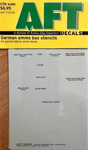 AFT Decals AR77002W 1/35 German ammo box white stencils for painted 88mm ammo boxes - BlackMike Models