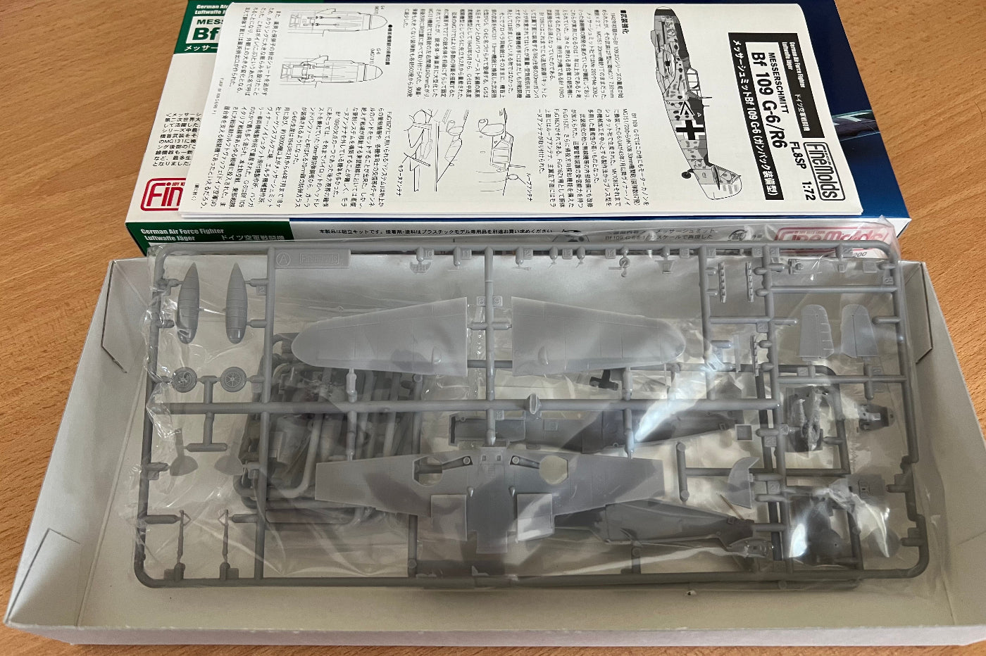 model kit parts in packaging