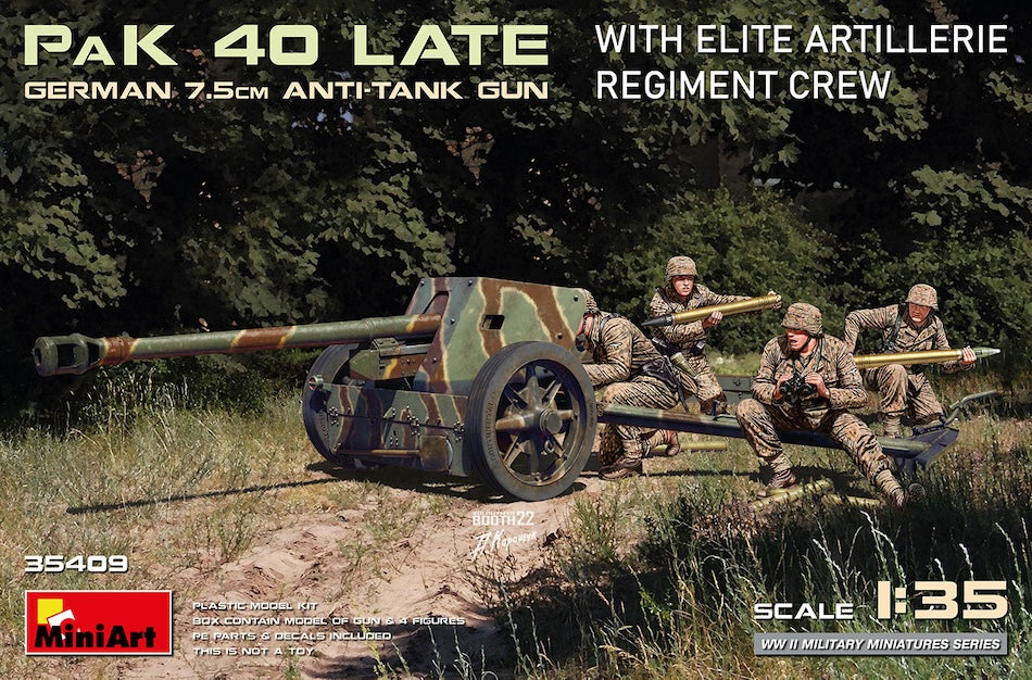 Miniart 35409 1/35 scale German 7.5cm PaK 40 Late with Elite Crew kit - BlackMike Models