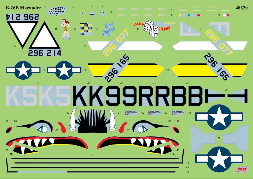 ICM 48320 1/48 scale B-26B Marauder decals - BlackMike Models