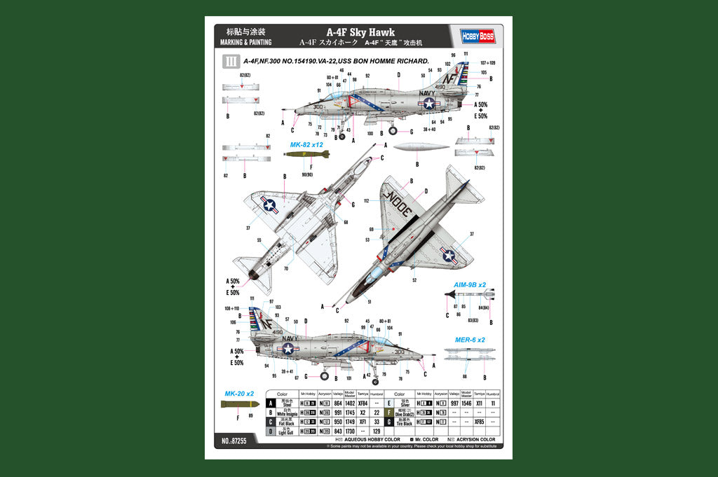 HobbyBoss 87255 1/72 scale A-4F Skyhawk kit - BlackMike Models