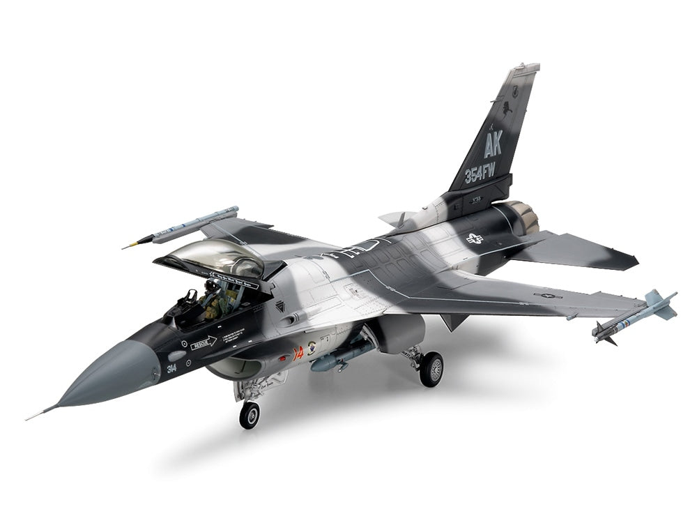 Tamiya F-16C/N model wearing Arctic Aggressor markings on a white background