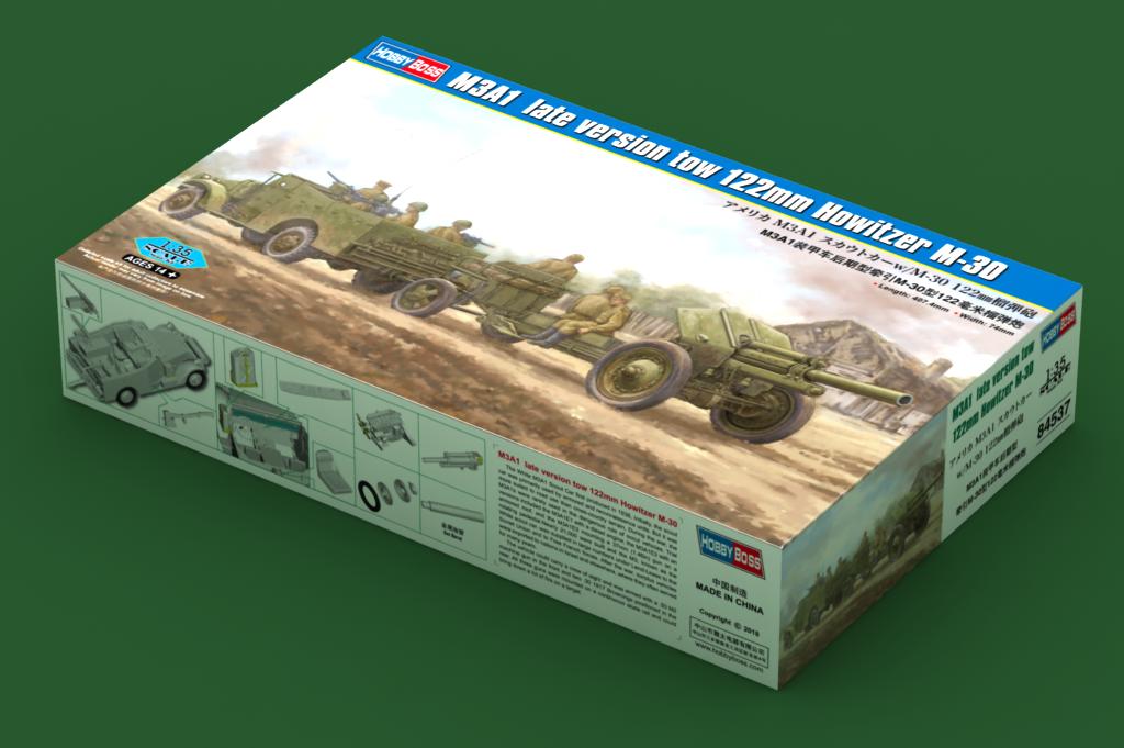 Hobby Boss 85437 1/35 scale M3a1 Late version and 122mm M-30 Howitzer kit - BlackMike Models