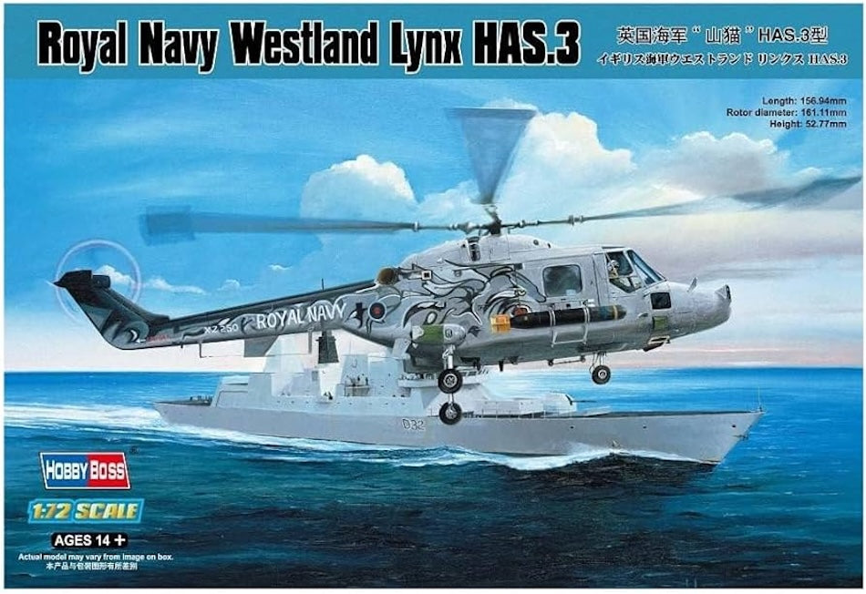 Hobby Boss 87237 1/72 scale Westland Lynx HAS.3 helicopter kit - BlackMike Models