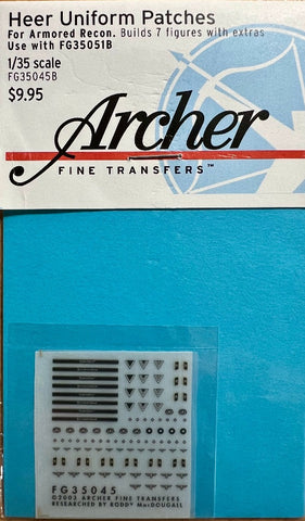 Archer Fine Transfers FG35045B 1/35 Heer Uniform Patches Transfers - BlackMike Models