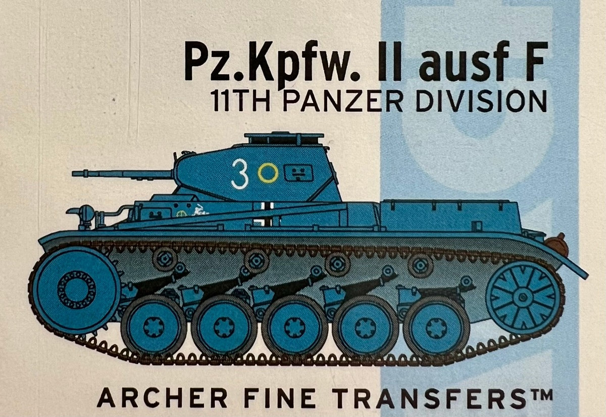 Archer Fine Transfers AR35325 1/35 Pz.Kpfw. II Ausf. F 11th Panzer Division Transfers - BlackMike Models