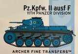 Archer Fine Transfers AR35325 1/35 Pz.Kpfw. II Ausf. F 11th Panzer Division Transfers - BlackMike Models