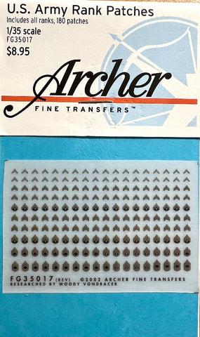 Archer Fine Transfers FG35017 1/35 US Army Rank patches Transfer set - BlackMike Models