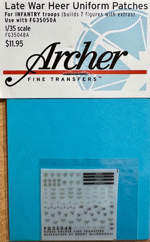 Archer Fine Transfers FG35048A 1/35 Late War Heer Uniform Patches Transfers - BlackMike Models