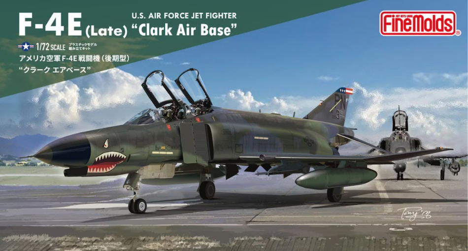 Model of a U.S. Air Force F-4E jet fighter on a runway with 'FineMolds' branding.