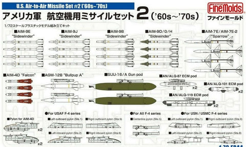 Finemolds FP44 1/72 scale U.S. Air to Air Missile set #2 1960's - 1970's - BlackMike Models