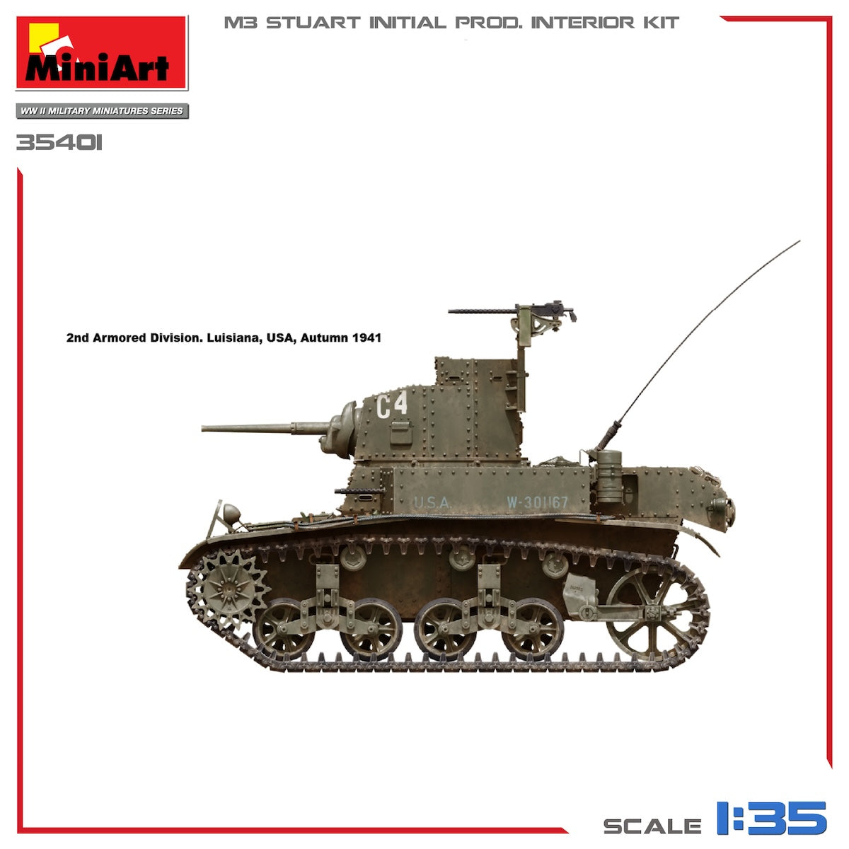 MiniArt 35401 1/35 scale M3 Stuart Initial Production Tank kit decal option 1 - BlackMike Models