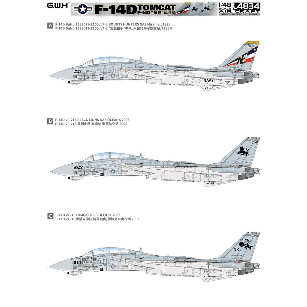 Great Wall Hobby L4834 1/48 scale F-14D Tomcat kit - BlackMike Models 