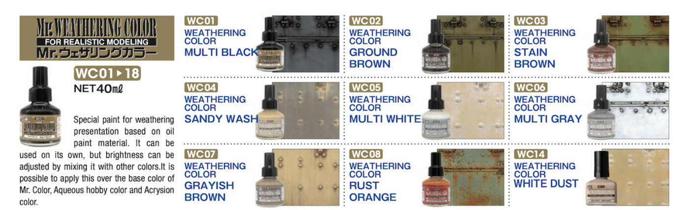Mr Weathering Color WC01-WC08 Wash 40ml