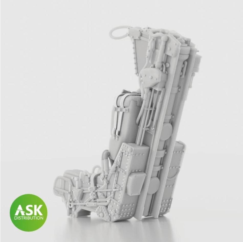 1/48 scale GRU-7A ejector seat, rear view, on a white background