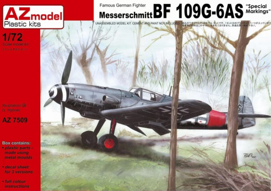 AZ Model AZ7509 1/72 scale Messerschmitt Bf109G-6AS "Special Markings" kit - BlackMike Models