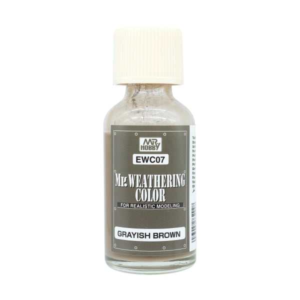 Bottle of Mr. Weathering Color in Grayish Brown on a white background