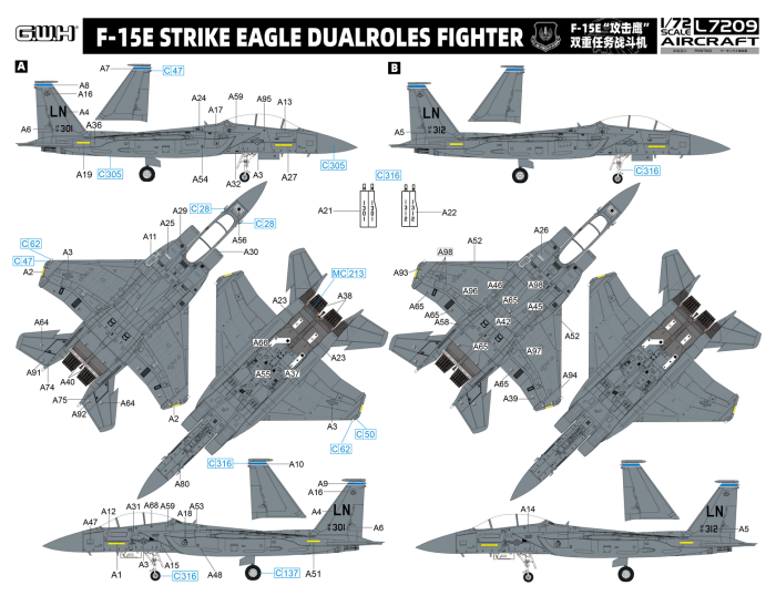 GWH L7209 F-15E Strike Eagle Dual Roles decal options - BlackMike Models