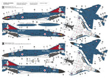 Decal sheet for Royal Navy F-4K fighter jets with various models and markings.