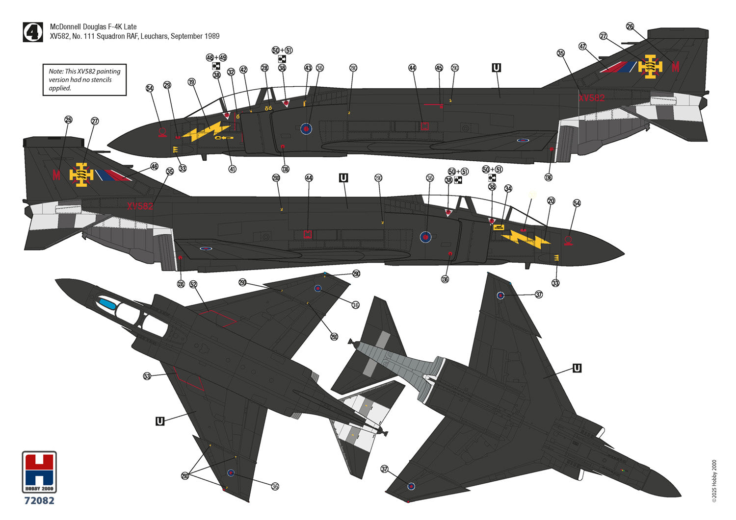 Decal sheet for  McDonnell Douglas F-4 Phantom II aircraft with Black Mike markings and details.