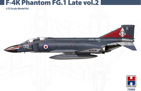 Model kit of F-4K Phantom FG.1 Late vol.2 with Royal Navy markings on a white background