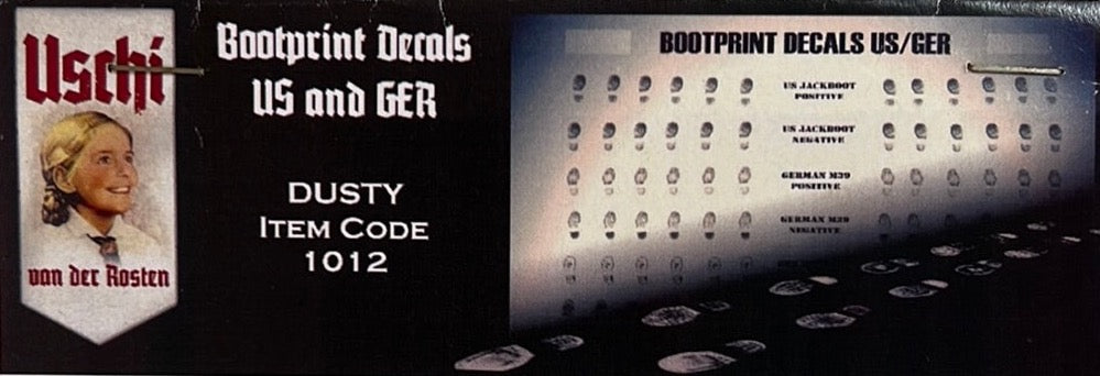 Uschi Van Der Rosten 1012 1/35 scale "Dusty" Bootprint decals, US Army and German Army types - BlackMike Models