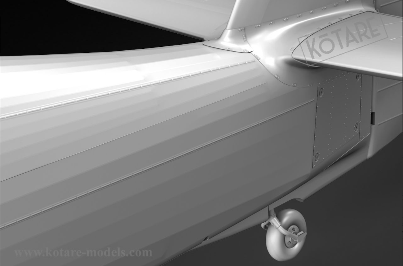 Kotare model Hurricane rear fuselage view from front