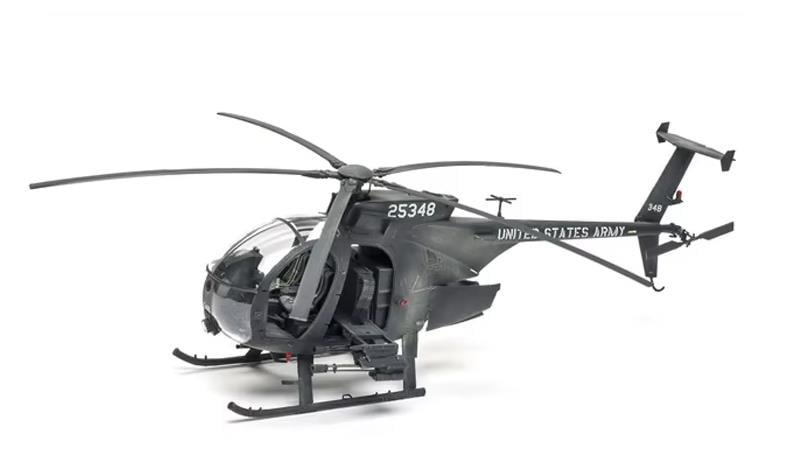Model kit  AH-6J helicopter on a white background