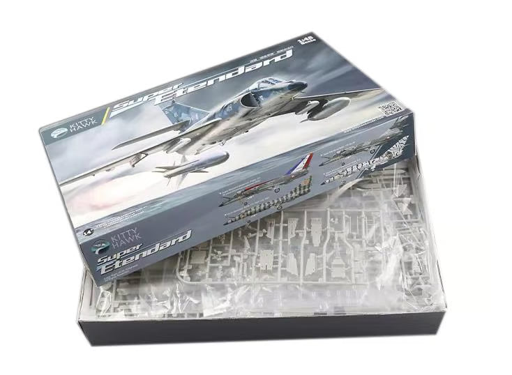 Model airplane kit with packaging on a white background