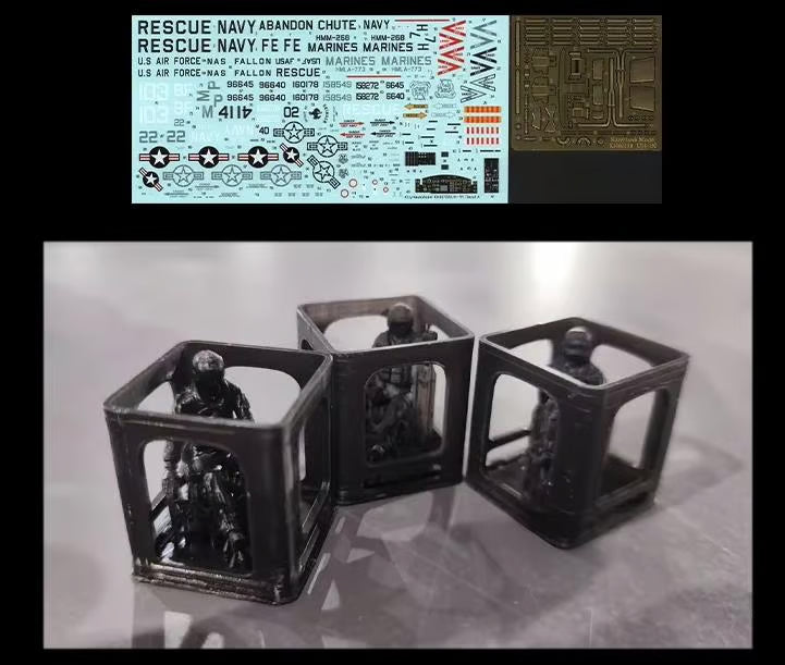 Kitty Hawk model UH-1N Twin Huey helicopter decals and crew figures