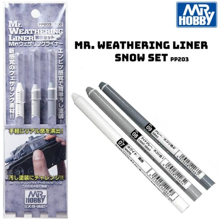 Mr Hobby PP203 Mr Weathering Liner Snow set - BlackMike Models