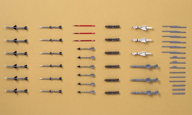 Hasegawa X72-9 contents on a beige background