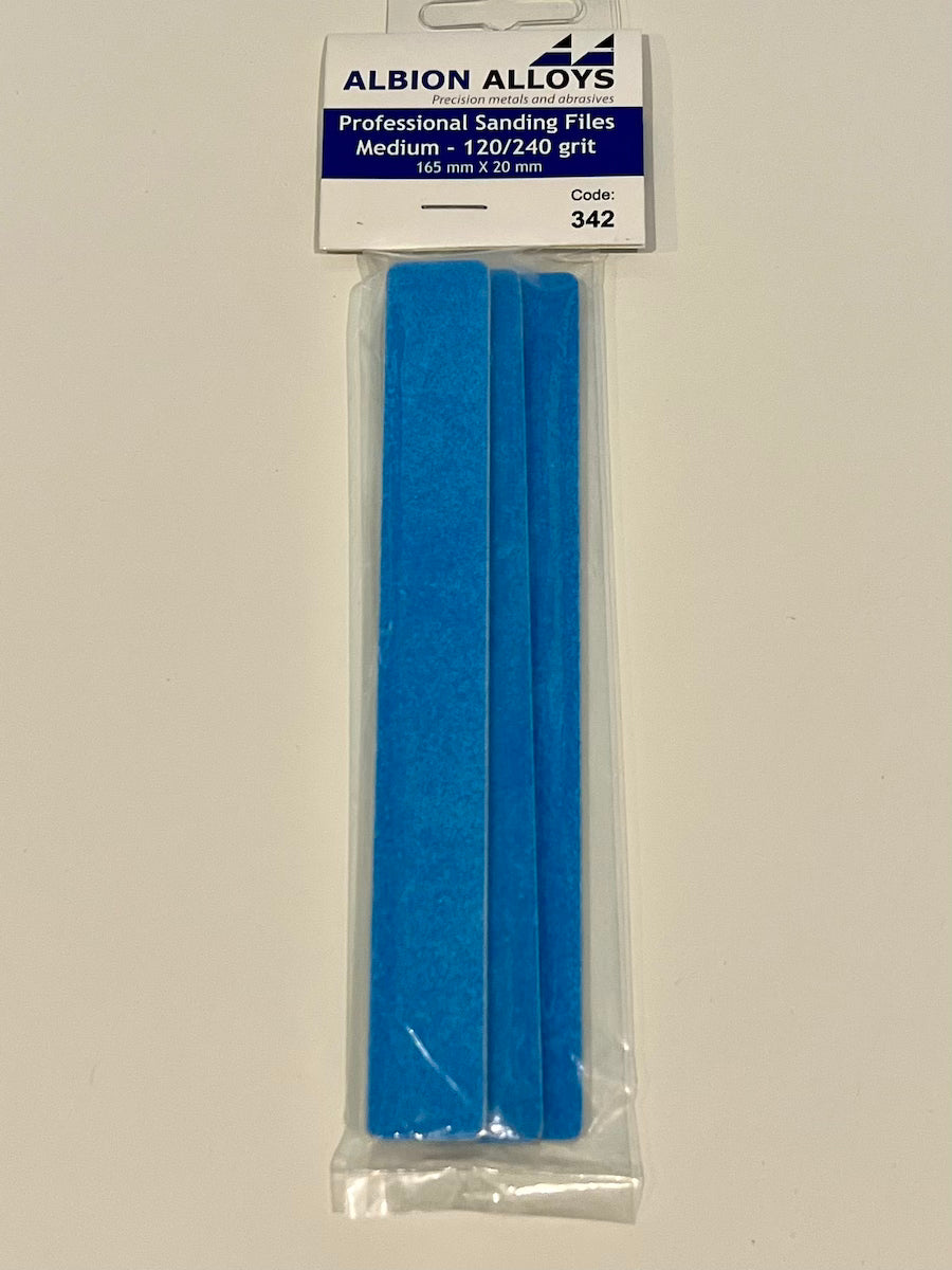 Albion Alloys Professional Sanding Files 20mm x 165mm (3 files pre pack) - BlackMike Models