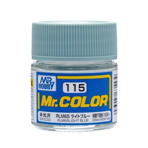 Mr Color C115 RLM65 Light Blue Semi Gloss acrylic paint 10ml - BlackMike Models